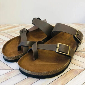 Sonoma Gojiberry Women's Brown Leather Sandals Size 5.5 Beachy Coastal Wear